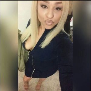 Navy blue zip up long sleeve dress.